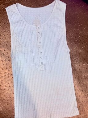 NWOT Free People White Ribbed Snap-Front Tank Top